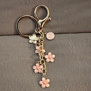 Gold and Pink Floral Keychain